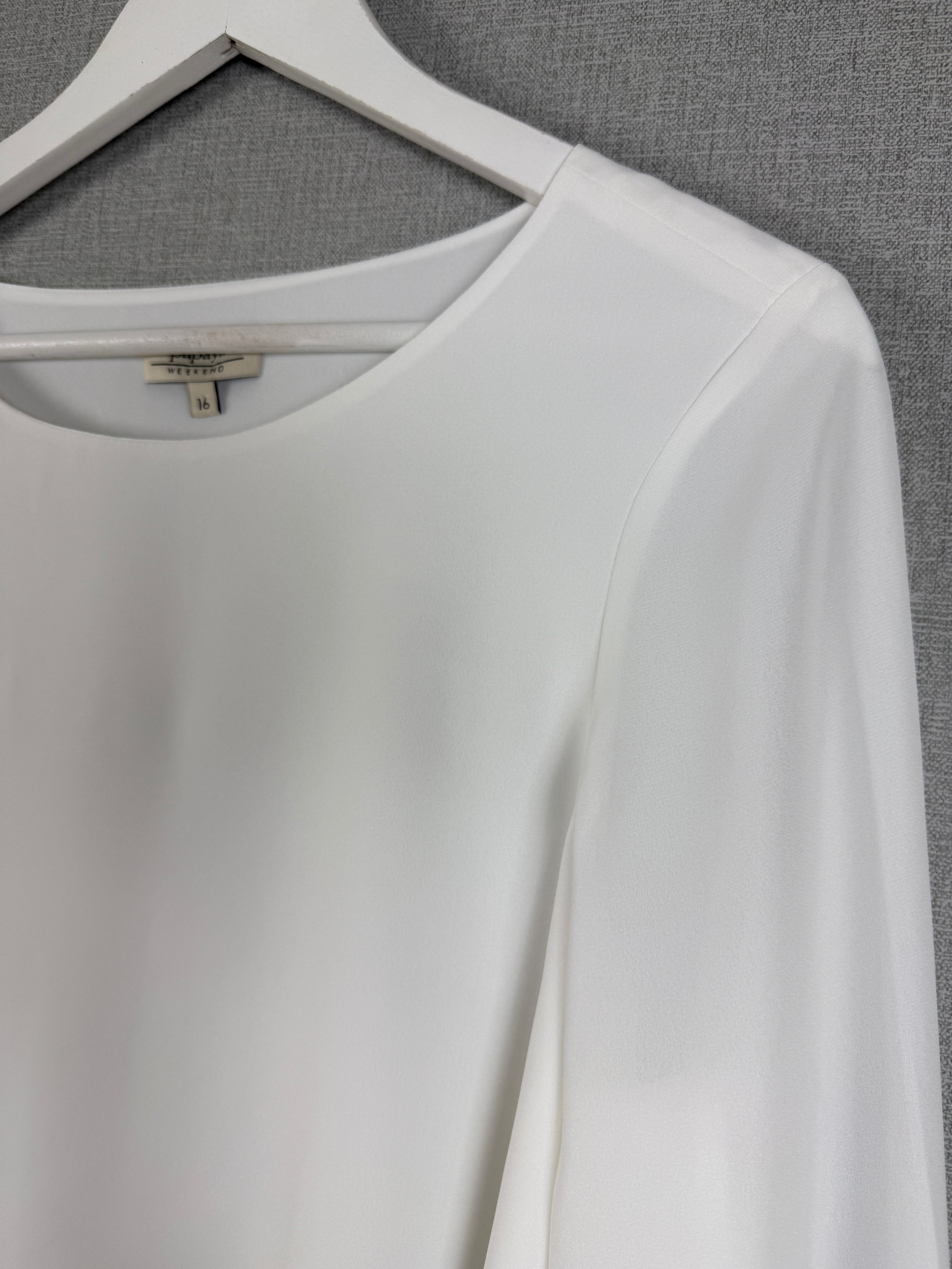Papaya Weekend White Layered Bell Sleeve Blouse UK 16 – Preloved