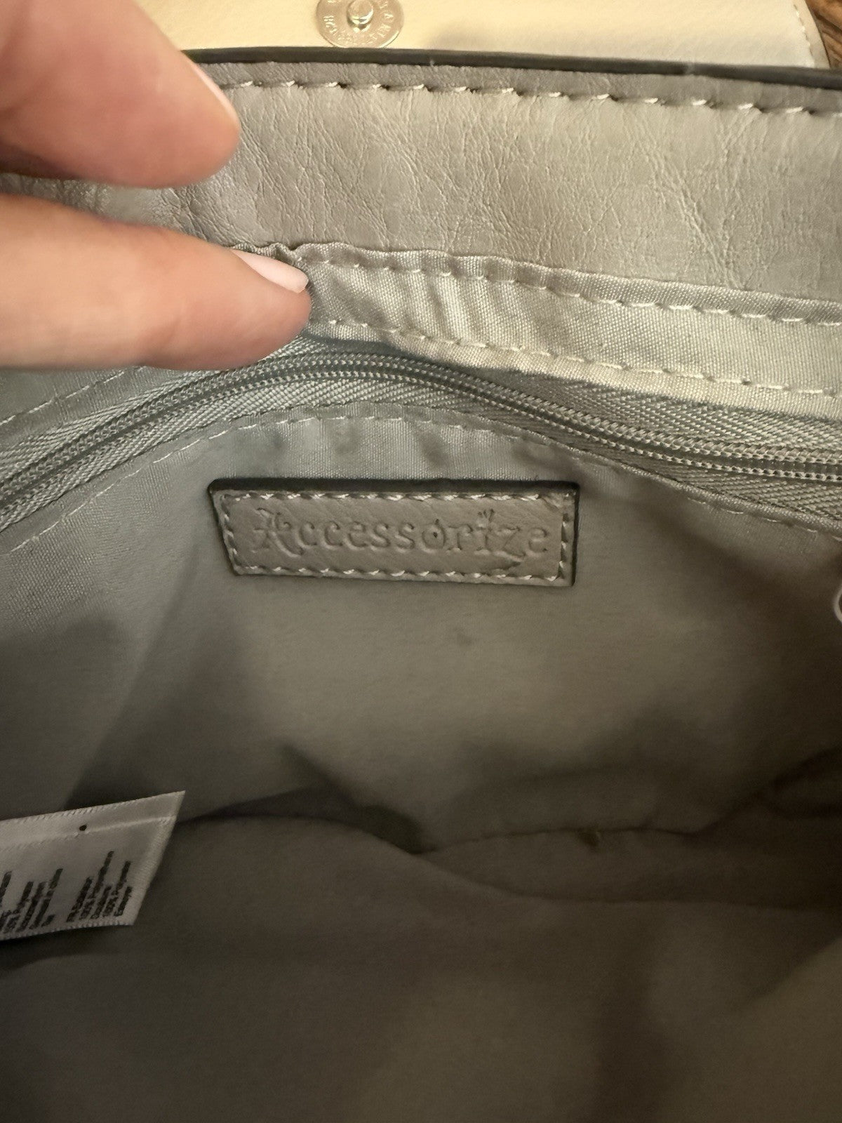 Accessorize Small Putty Grey Crossbody Bag with Integral Purse