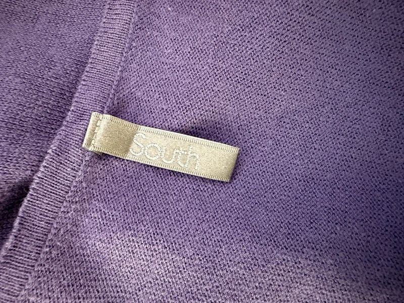 South Purple Stripe Knit Top Sleeveless Open Front Button Detail UK16