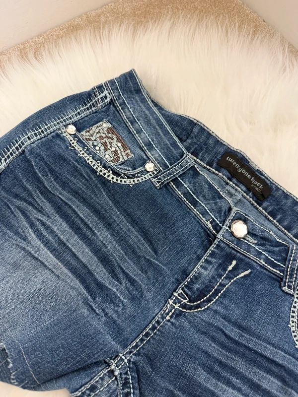 Twenty One Stud Black Y2K Embellished Denim Mini Shorts W30 Rhinestone