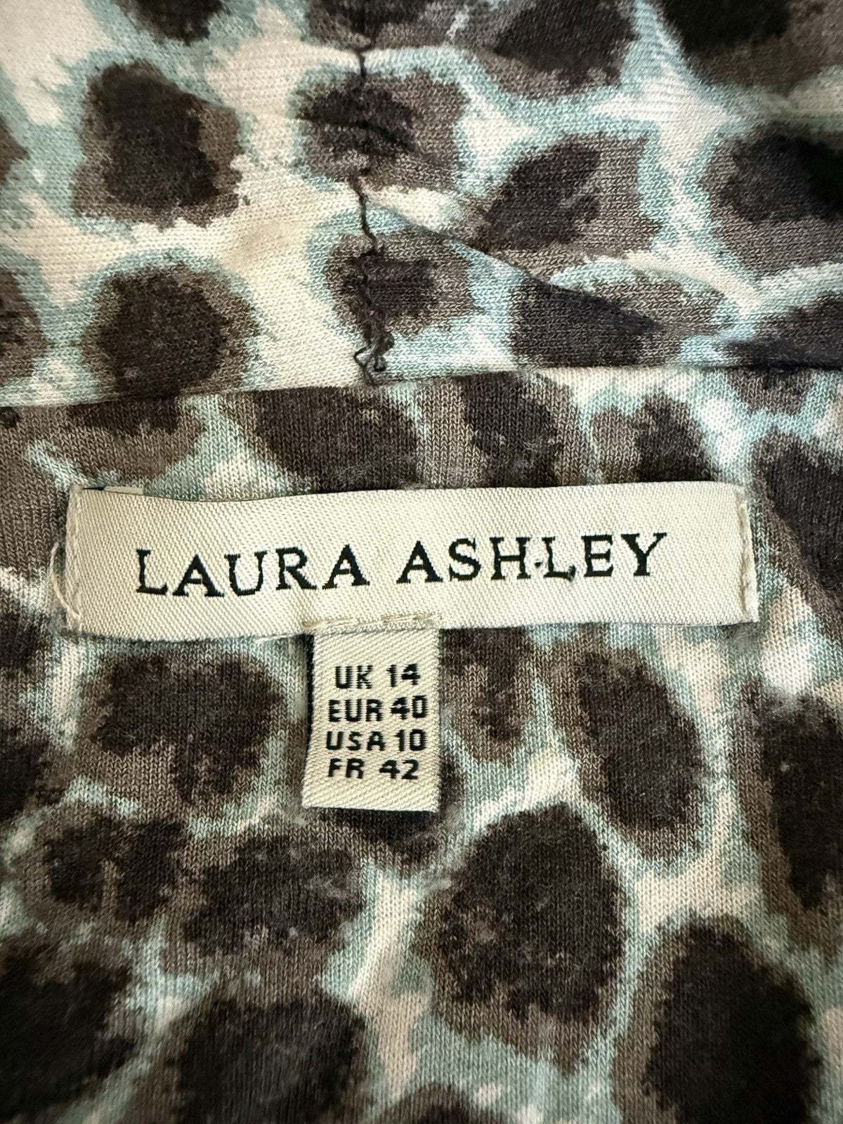 Laura Ashley Green Brown Animal Print  Dress -Size 14