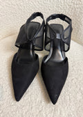 Next Forever Comfort Black Mesh Slingback Heels UK6 Pointed Cross Strap