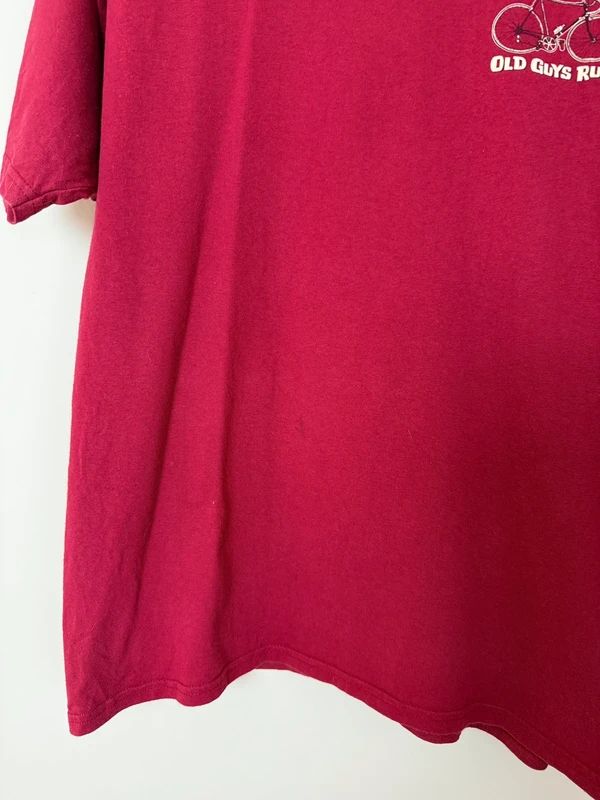 Old Guys Rule Cranky T-Shirt Red Bicycle Graphic Cotton Large