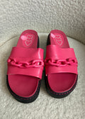 TK Maxx Cerise Pink Slider Sandals UK5 Chain Detail Slip On