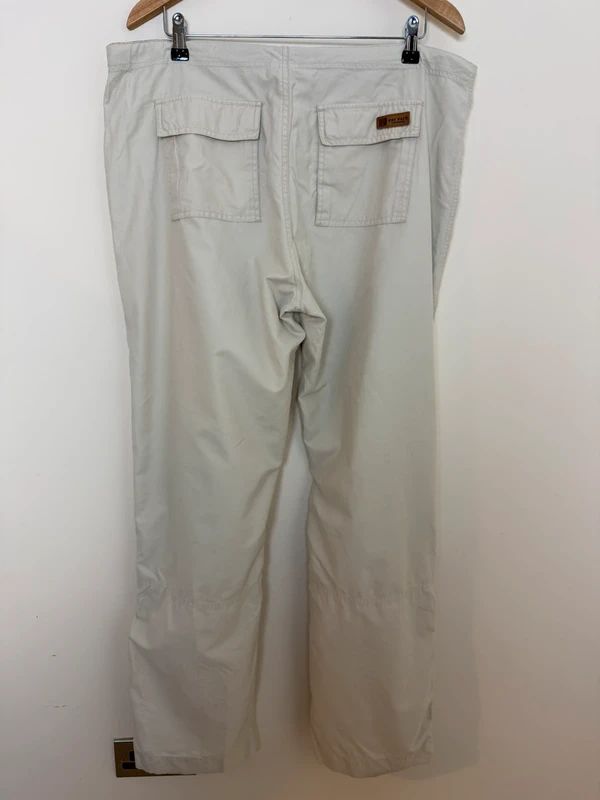 Fat Face Cargo Trousers Beige Turn Up Zip Ankle Adjustable Waist UK18 Long