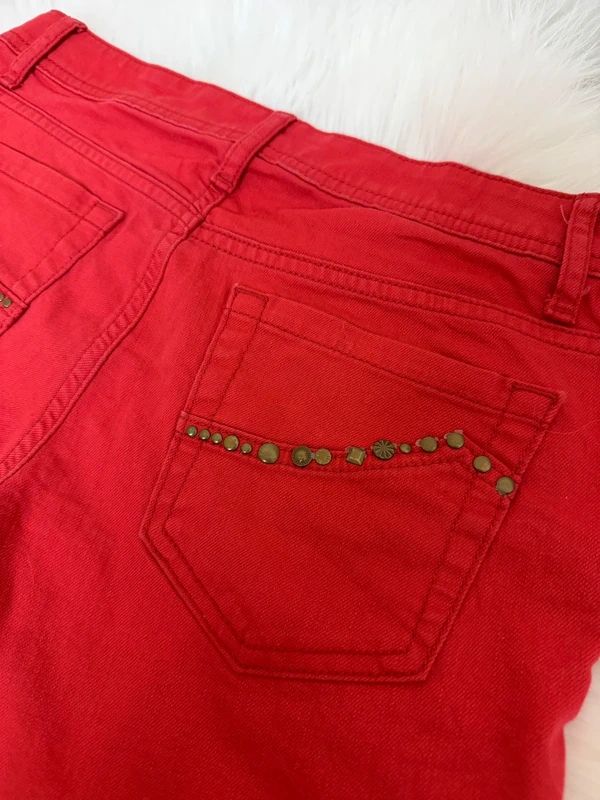 Sonoma Red Denim Shorts High Waisted Stud Detail Y2K UK 8