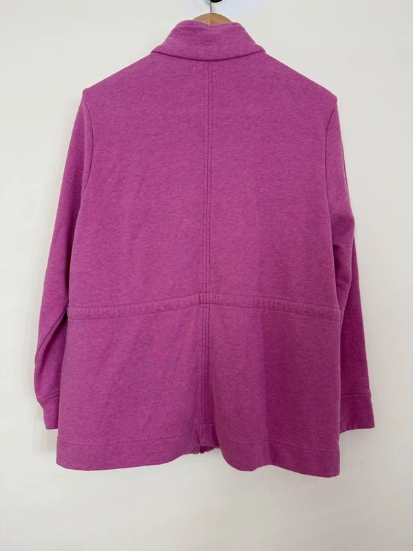 Lands End Serious Sweats Pink Zip Fleece Jacket Cotton Blend Medium