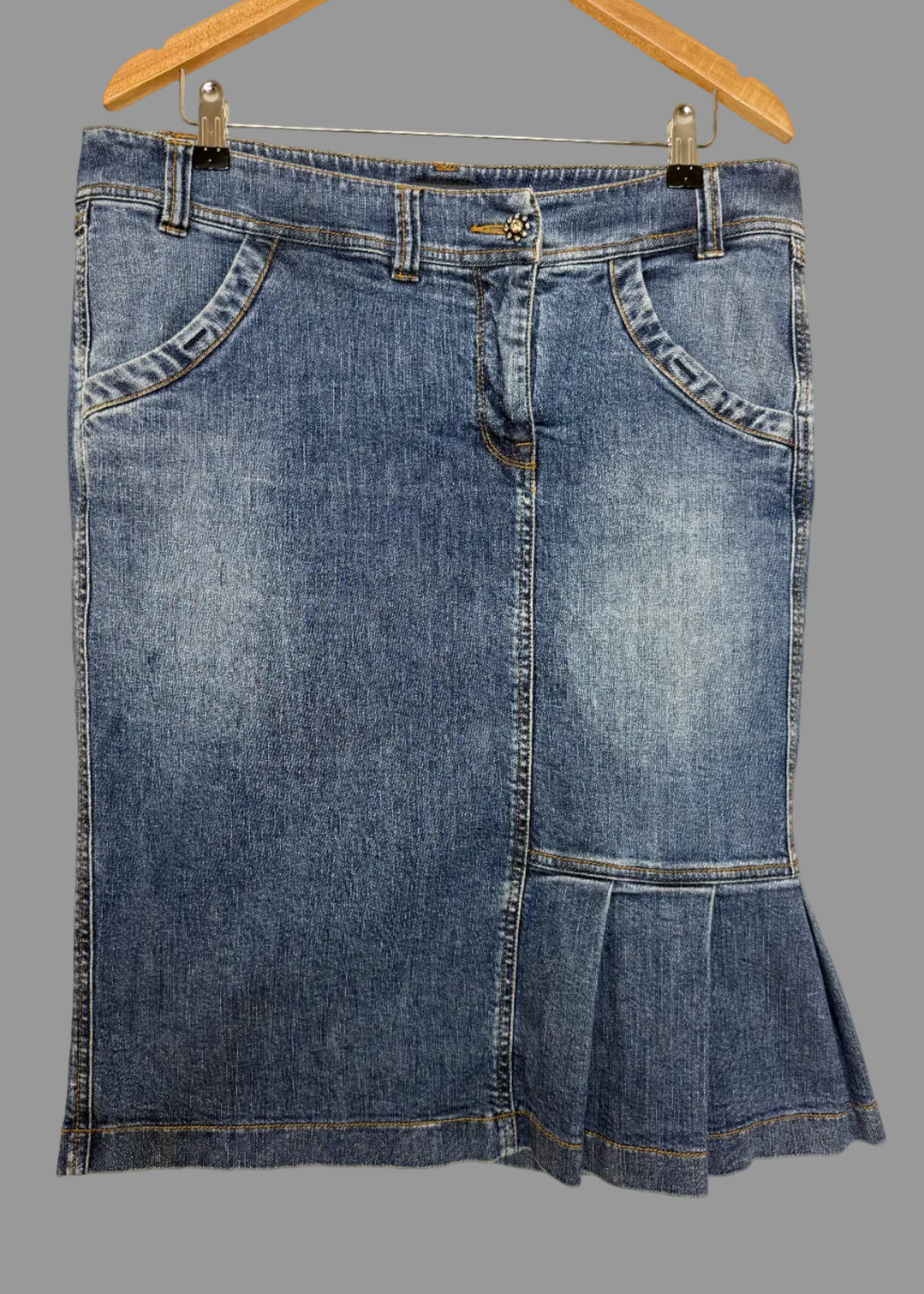 Mexx Y2K Pleated Off Centre Denim Skirt - UK16