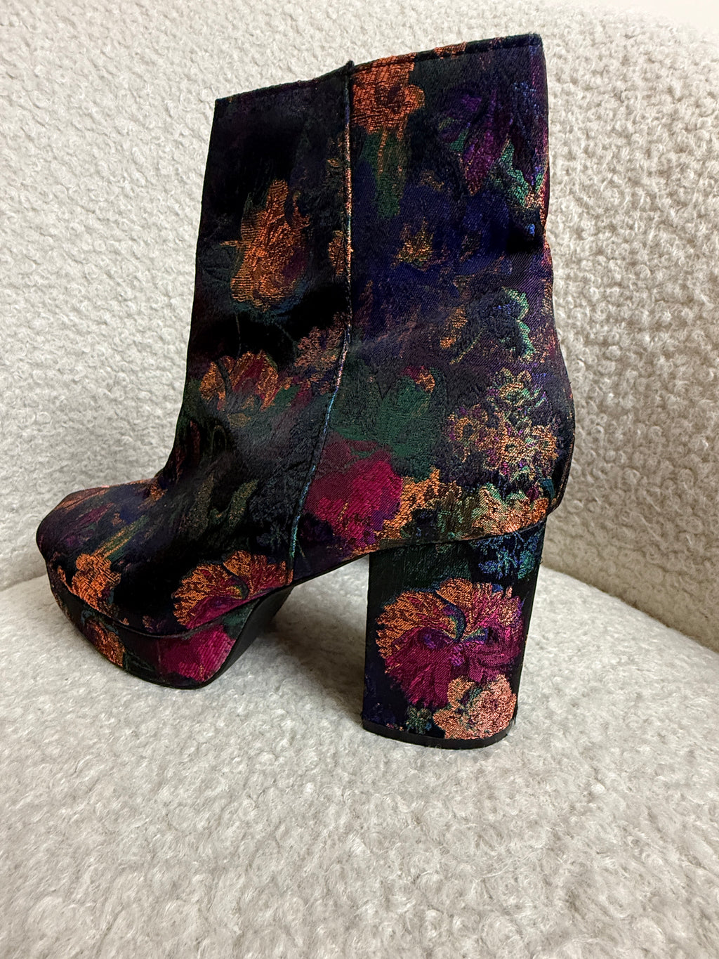 Primark Floral Jacquard Platform Ankle Boots – UK 5 - Preloved