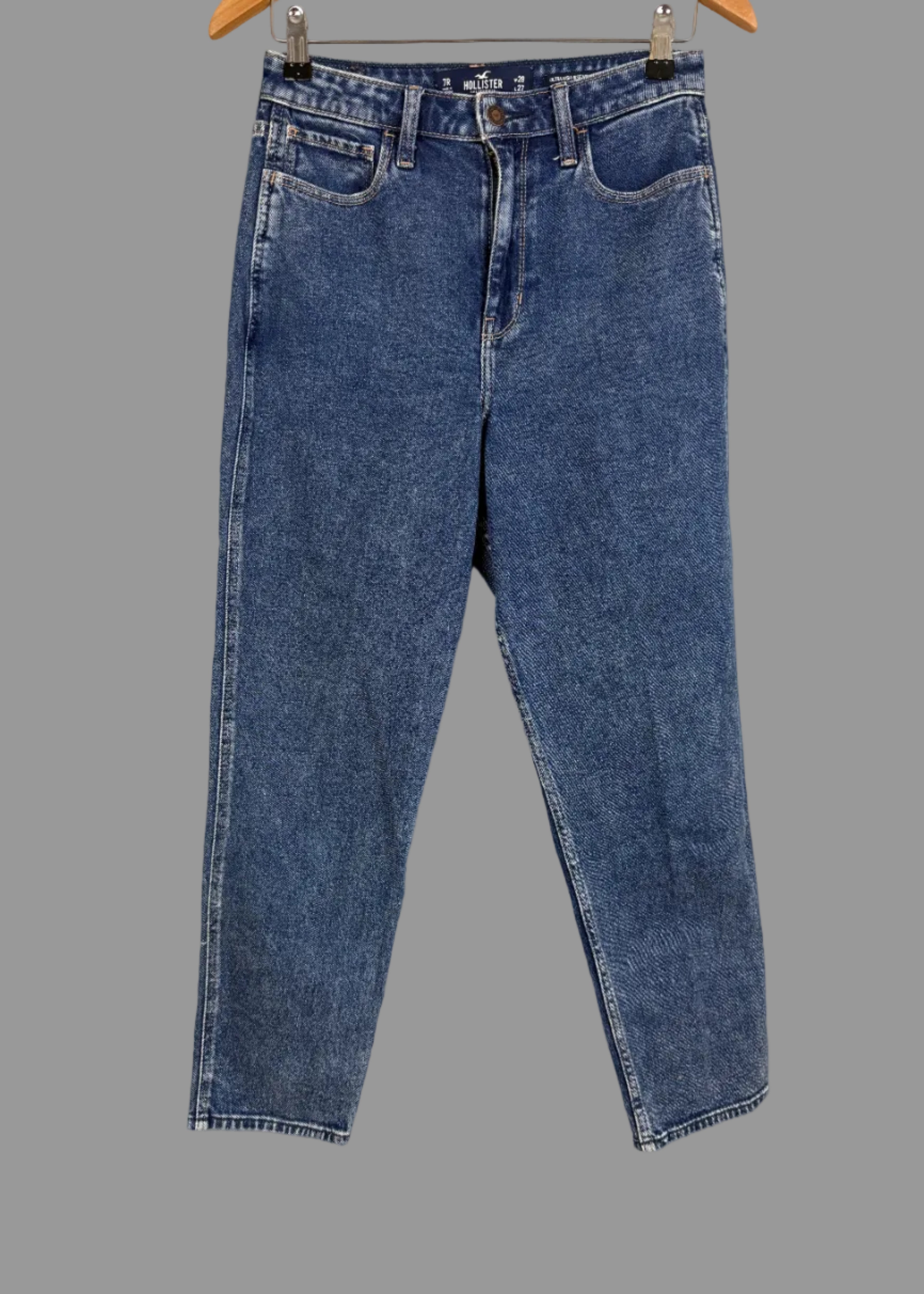 Hollister Ultra High Rise Mom Jeans Dark Wash Denim W28 L27 UK8