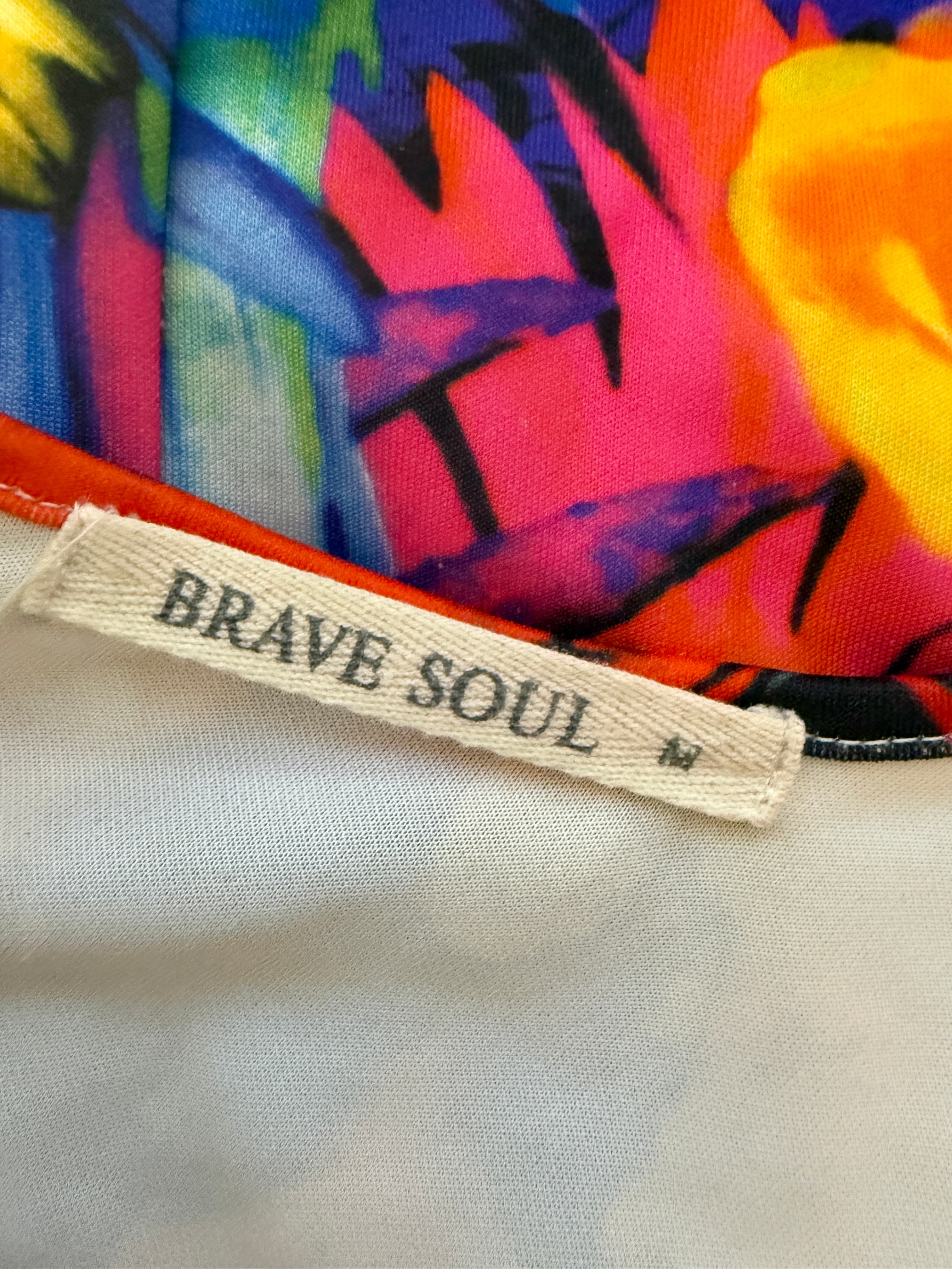 Brave Soul Shift Dress Medium Multicolour Floral Abstract Retro Cap Sleeve