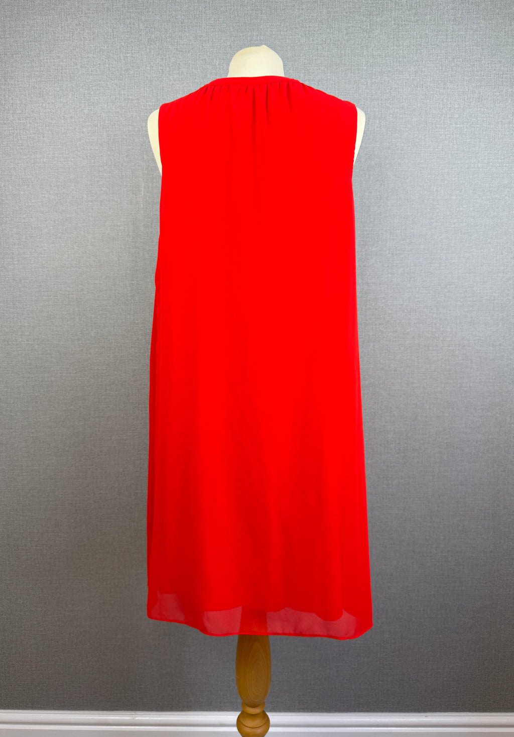Naf Naf Women’s Red Sleeveless Chiffon Overlay Shift Midi Dress XL