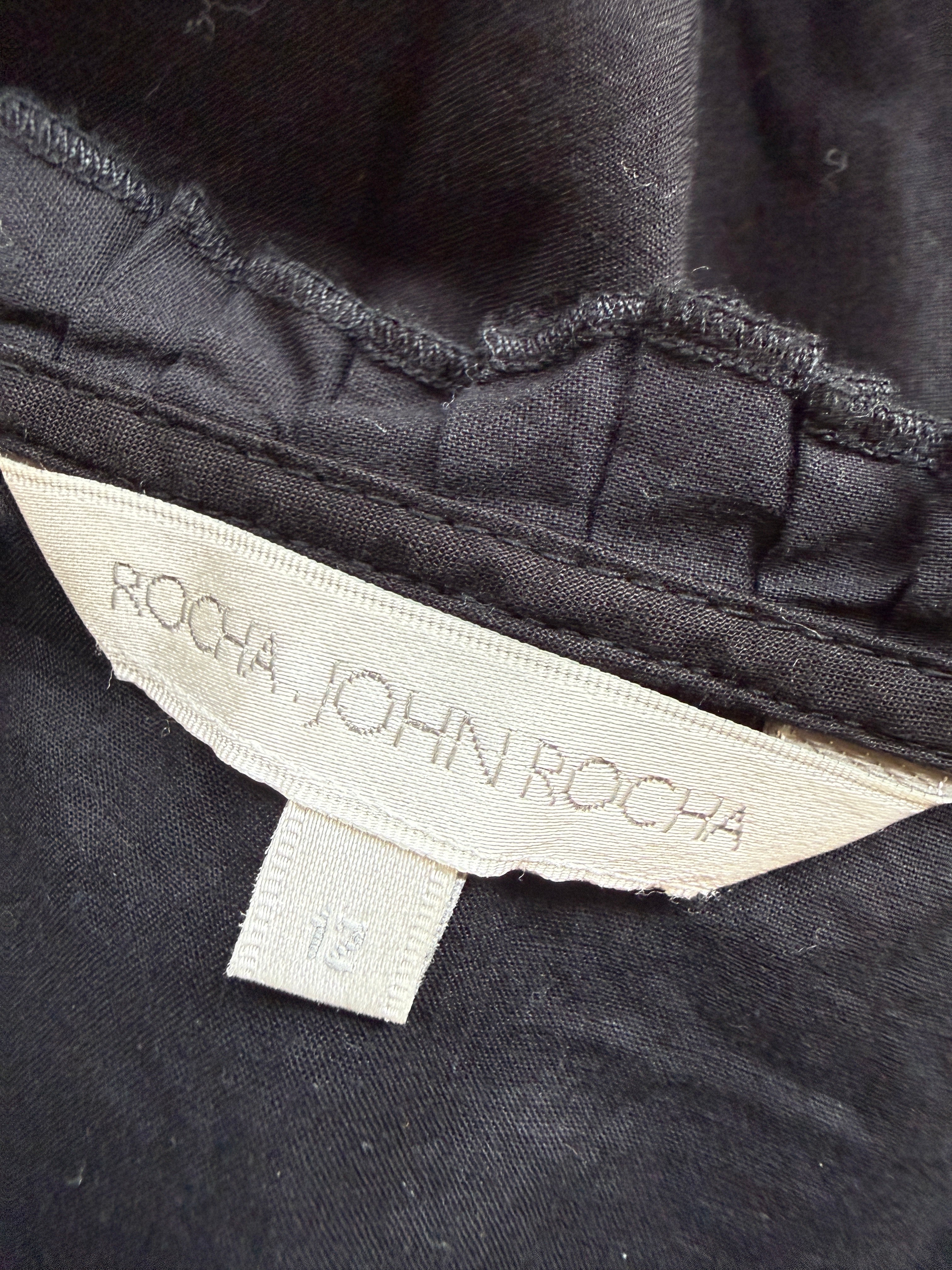 Rocha John Rocha Black Embroidered Floral Cotton Dress UK 12 – Preloved