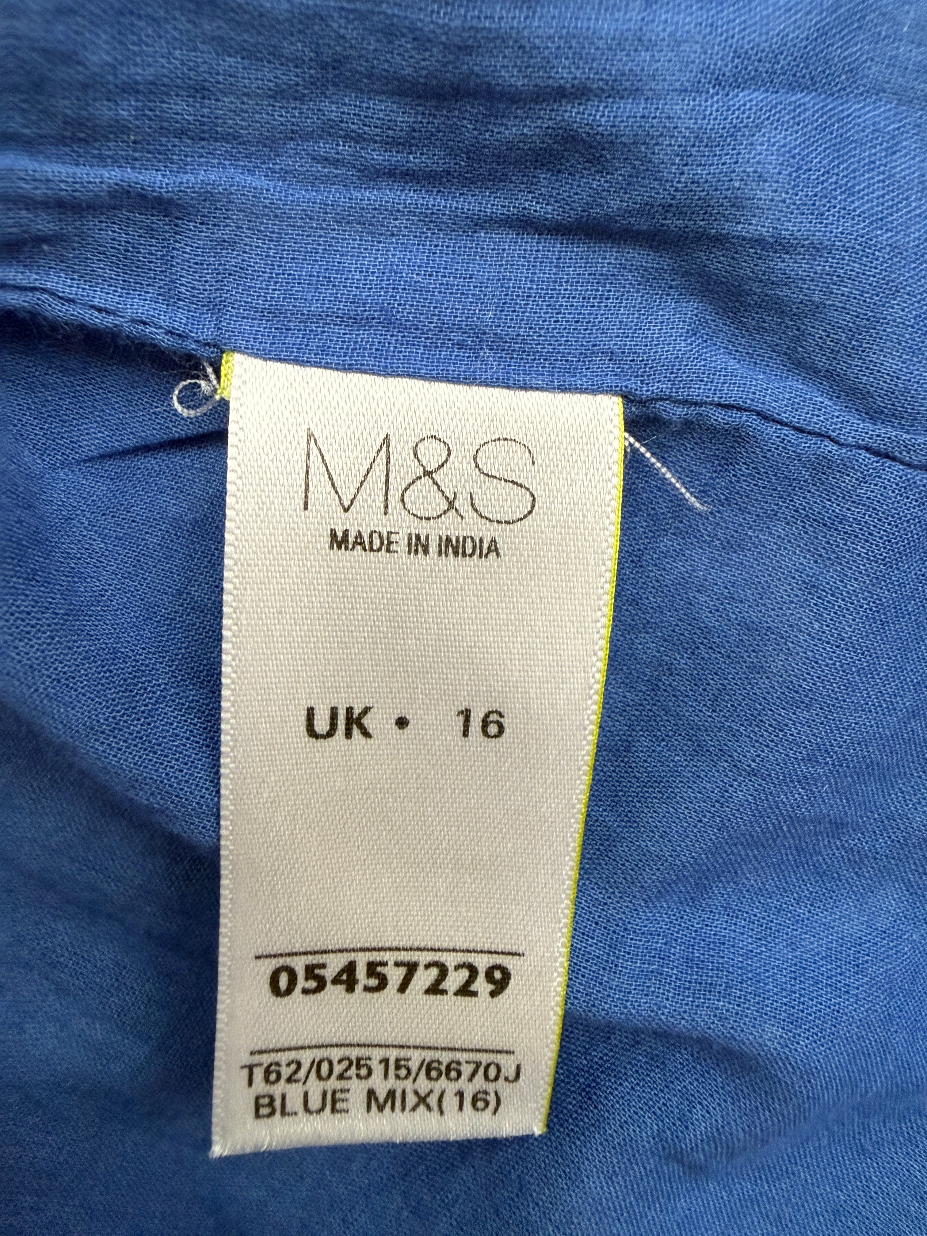 Per Una Blue Floral Linen Blend Sleeveless Summer Dress UK16