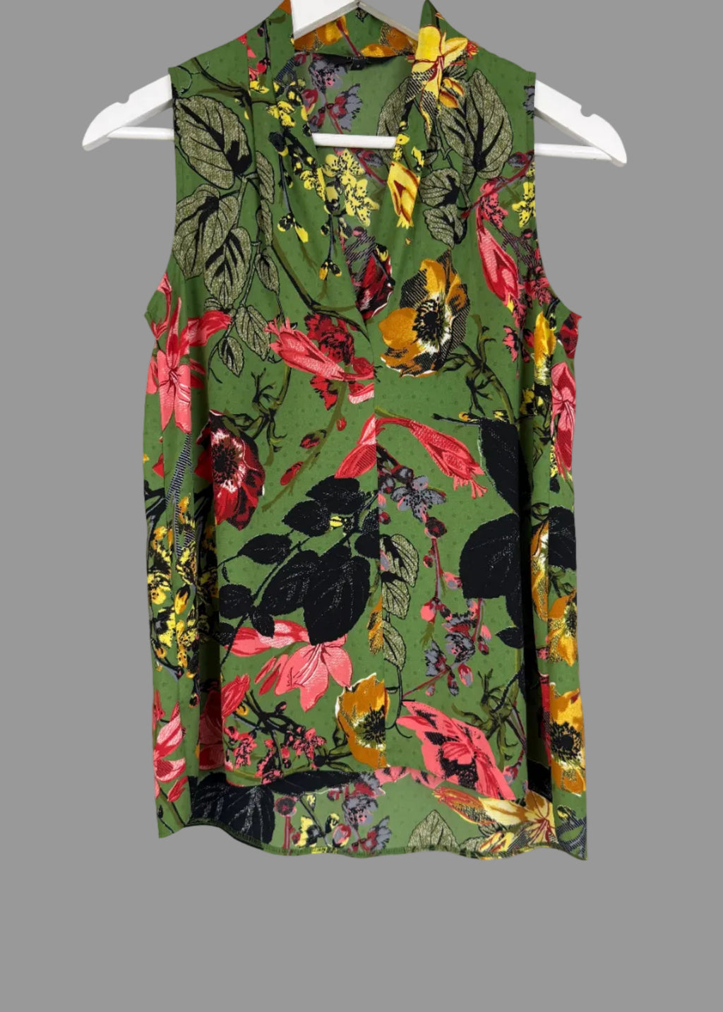Next Green Botanical Floral Sleeveless Blouse Top UK 8