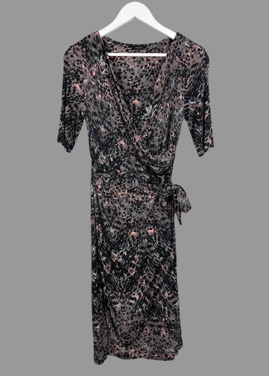 Autograph M&S Animal Print Ruched Wrap Midi Dress UK 10