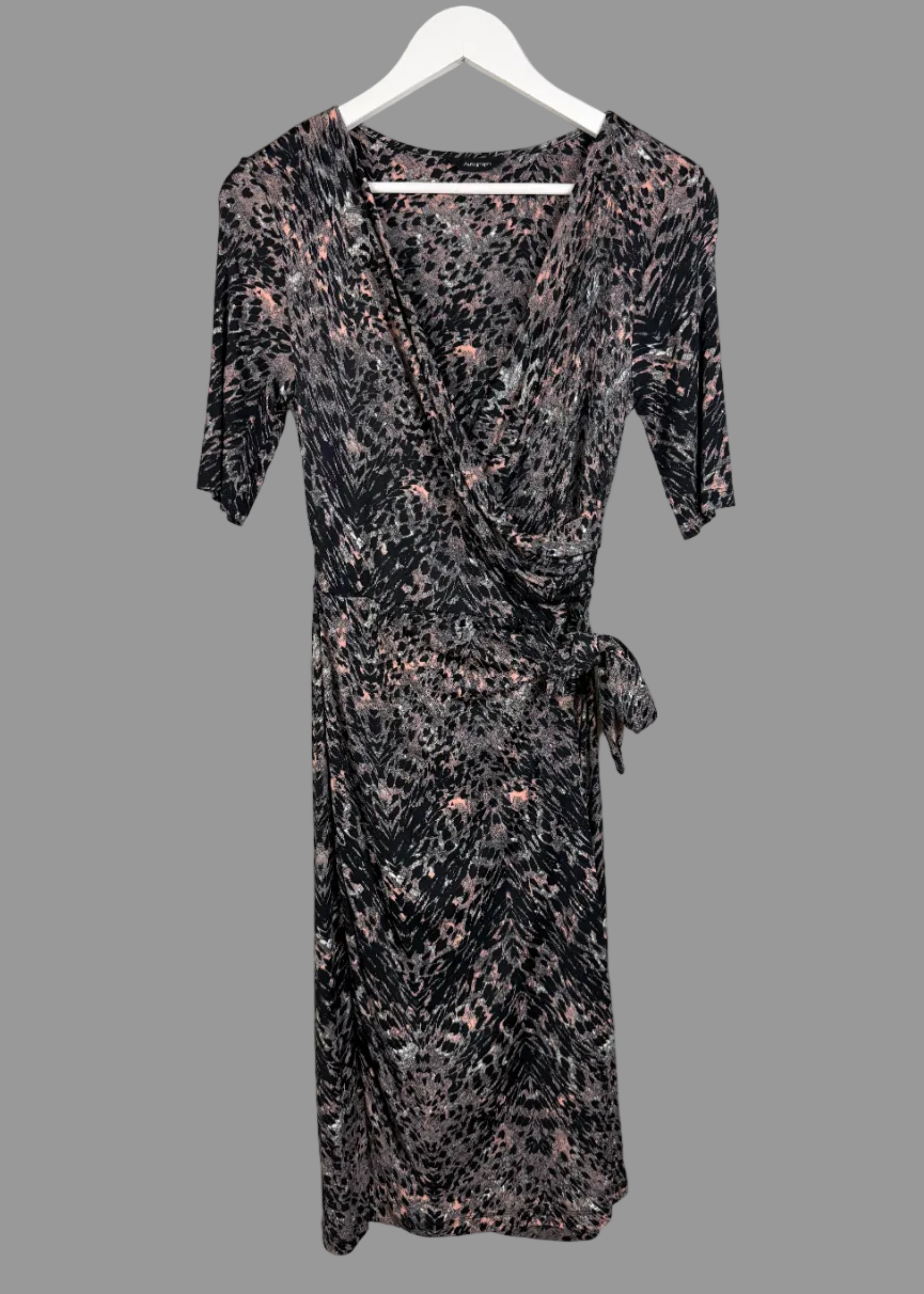 Autograph M&S Animal Print Ruched Wrap Midi Dress UK 10