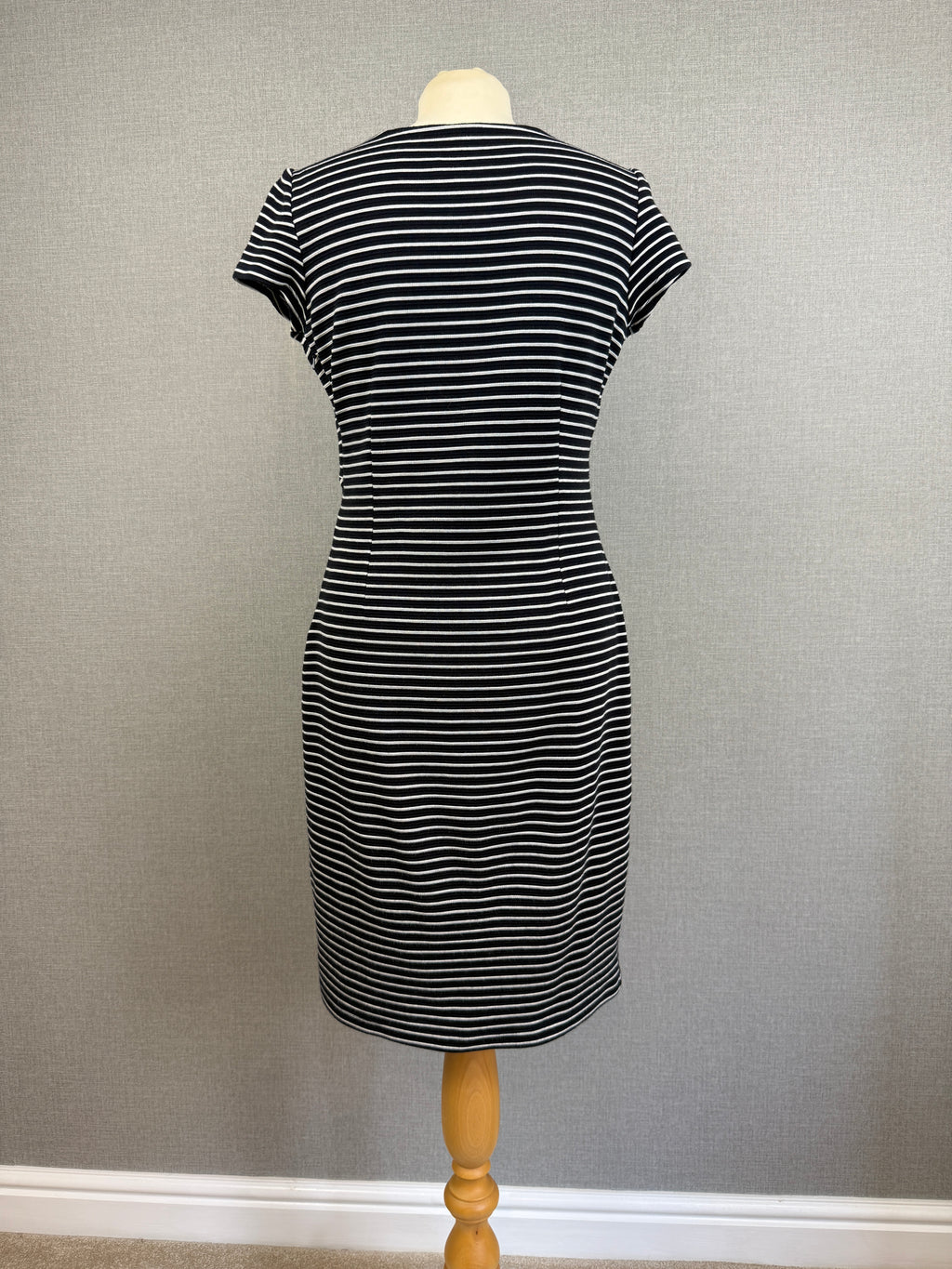 Monsoon Black White Stripe Stretch Jersey Dress UK 12 - Preloved