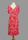 Joe Browns Red White Floral Wrap Jersey Midi Dress UK 18