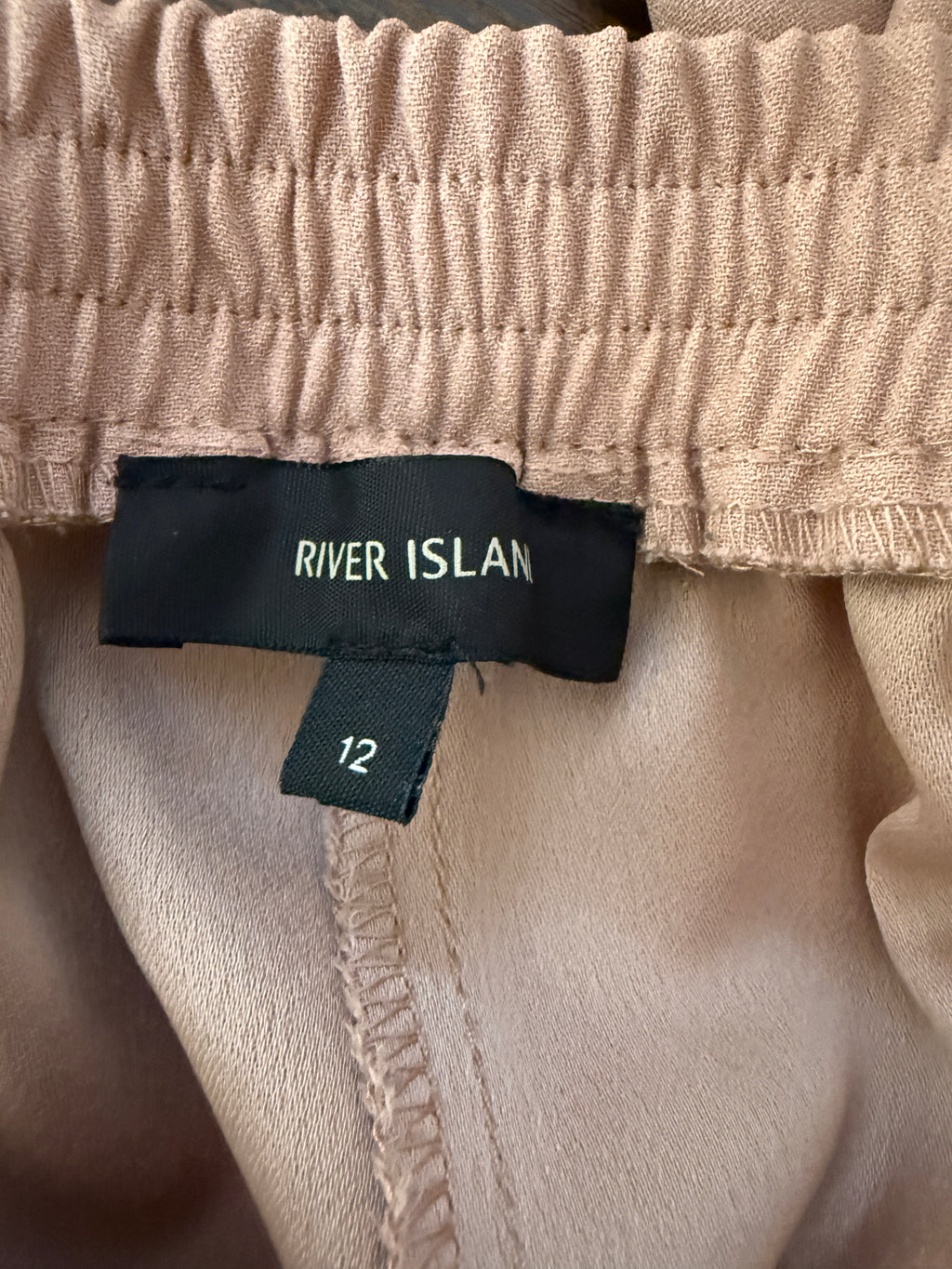 River Island Blush Pink Tie Waist Tapered Trousers UK12 Smart Casual
