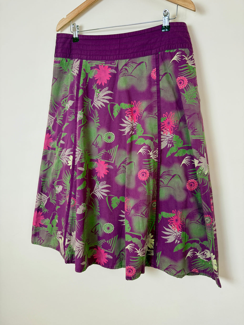 Fat Face Purple Tropical Cotton Skirt UK14