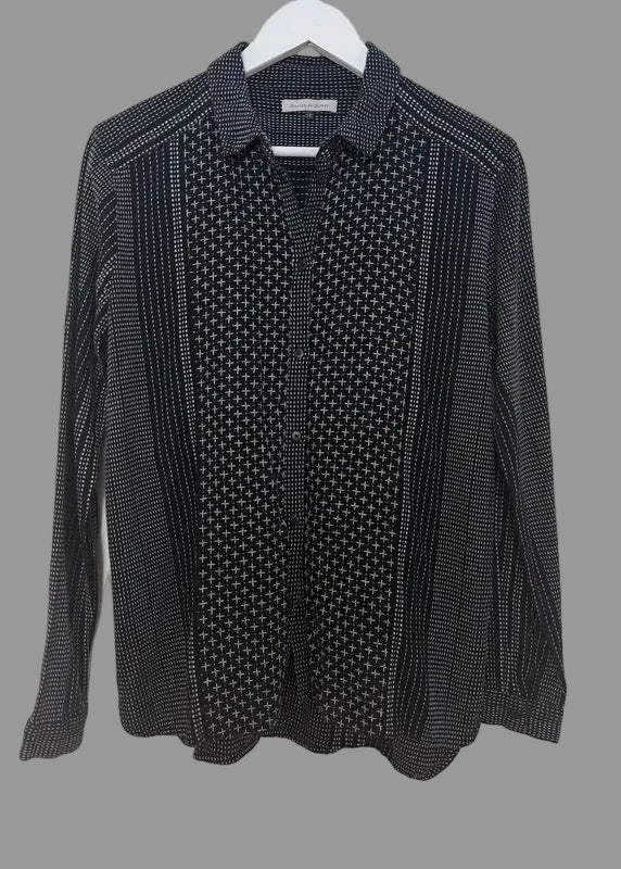 Maison De Nimes Black Embroidered Shirt Polka Dot Geometric UK12
