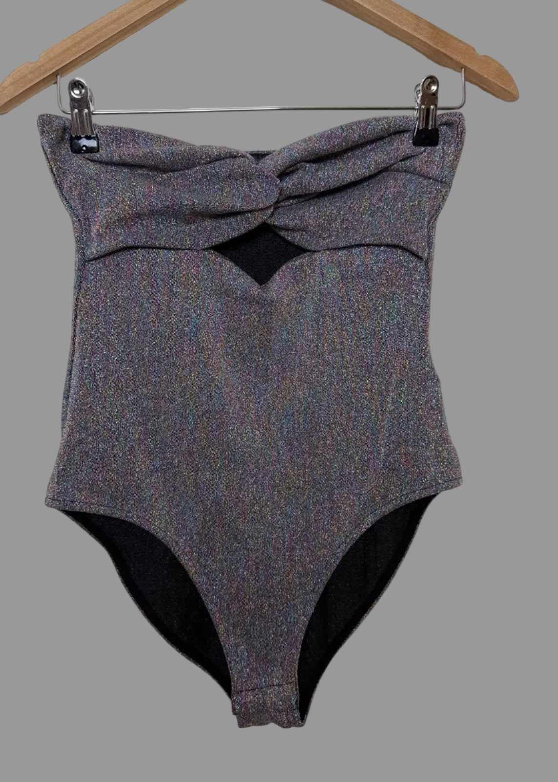 Topshop Bandeau Metallic Twist Strapless Bodysuit - UK12