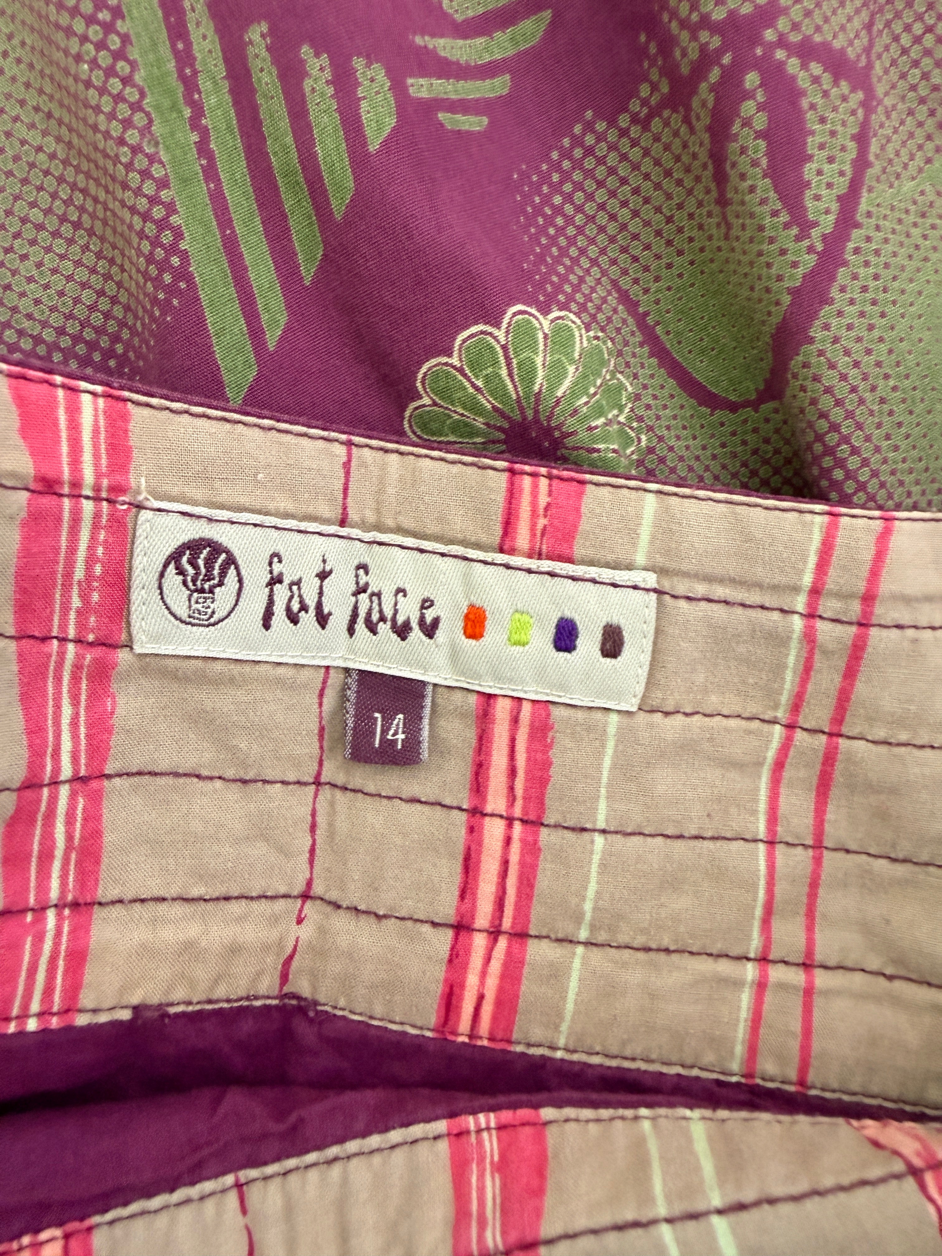 Fat Face Purple Tropical Cotton Skirt UK14