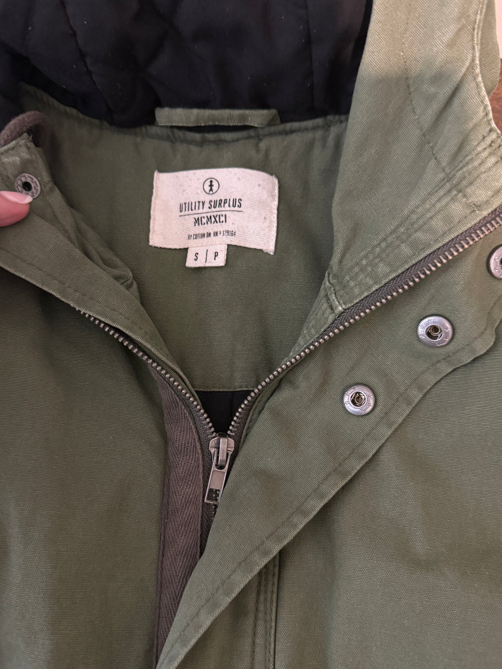 Cotton On Utility Surplus Khaki Quilted Parka - Small