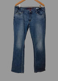 Arizona Bootcut Jeans UK16 Long Mid Wash Stretch Western Embroidered Pockets