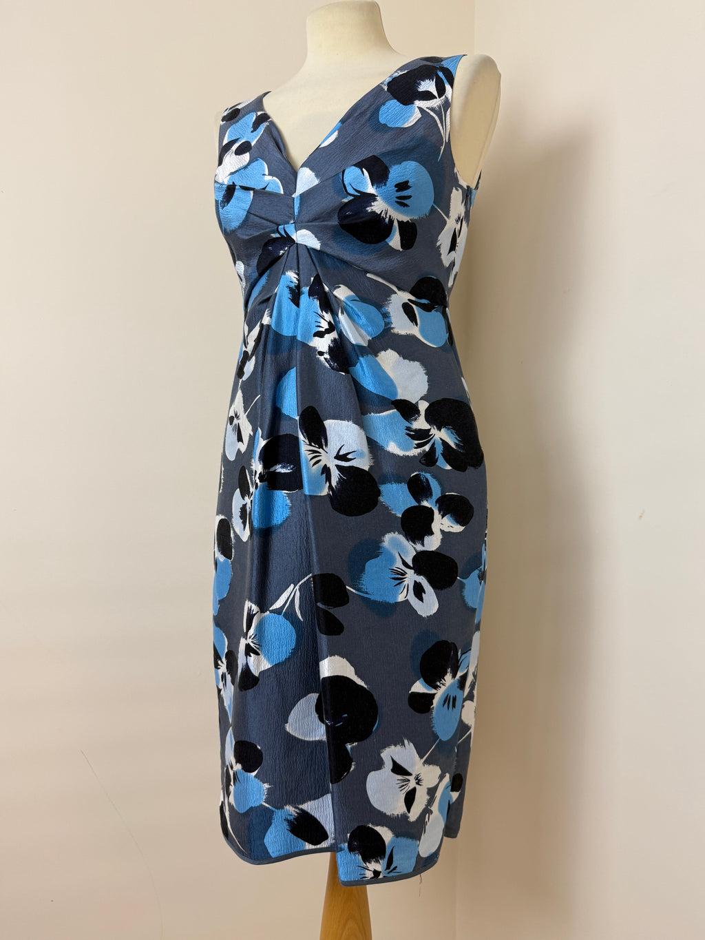 Fenn Wright Manson Petite Petuna Silk Blend Dress UK10 Floral Sheath V-Neck