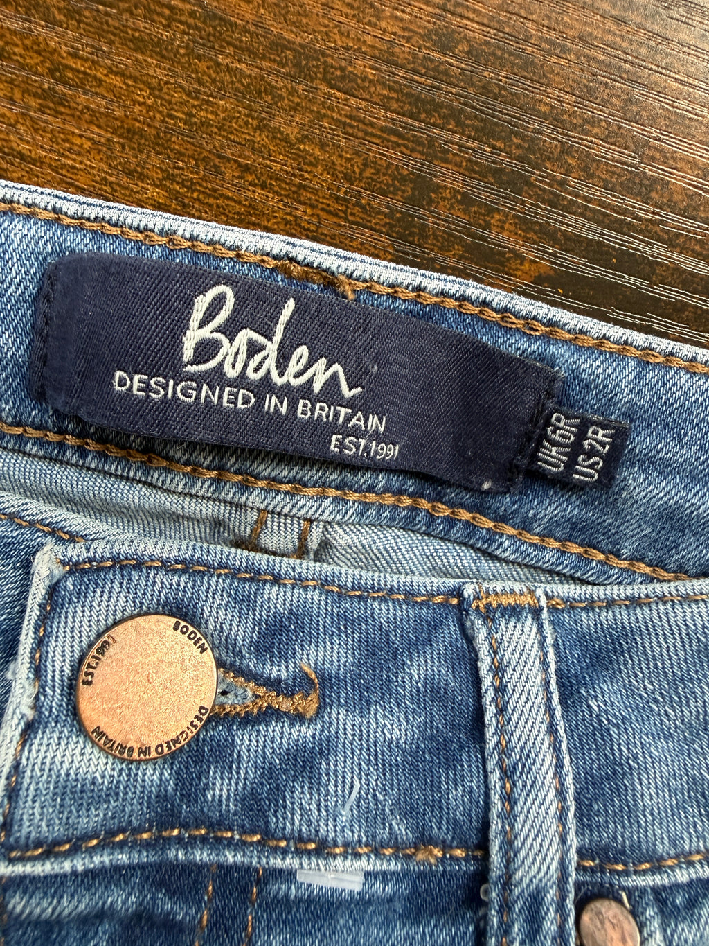 Boden Trafalgar Straight Leg Jeans Blue Wash Stretch Denim UK 6