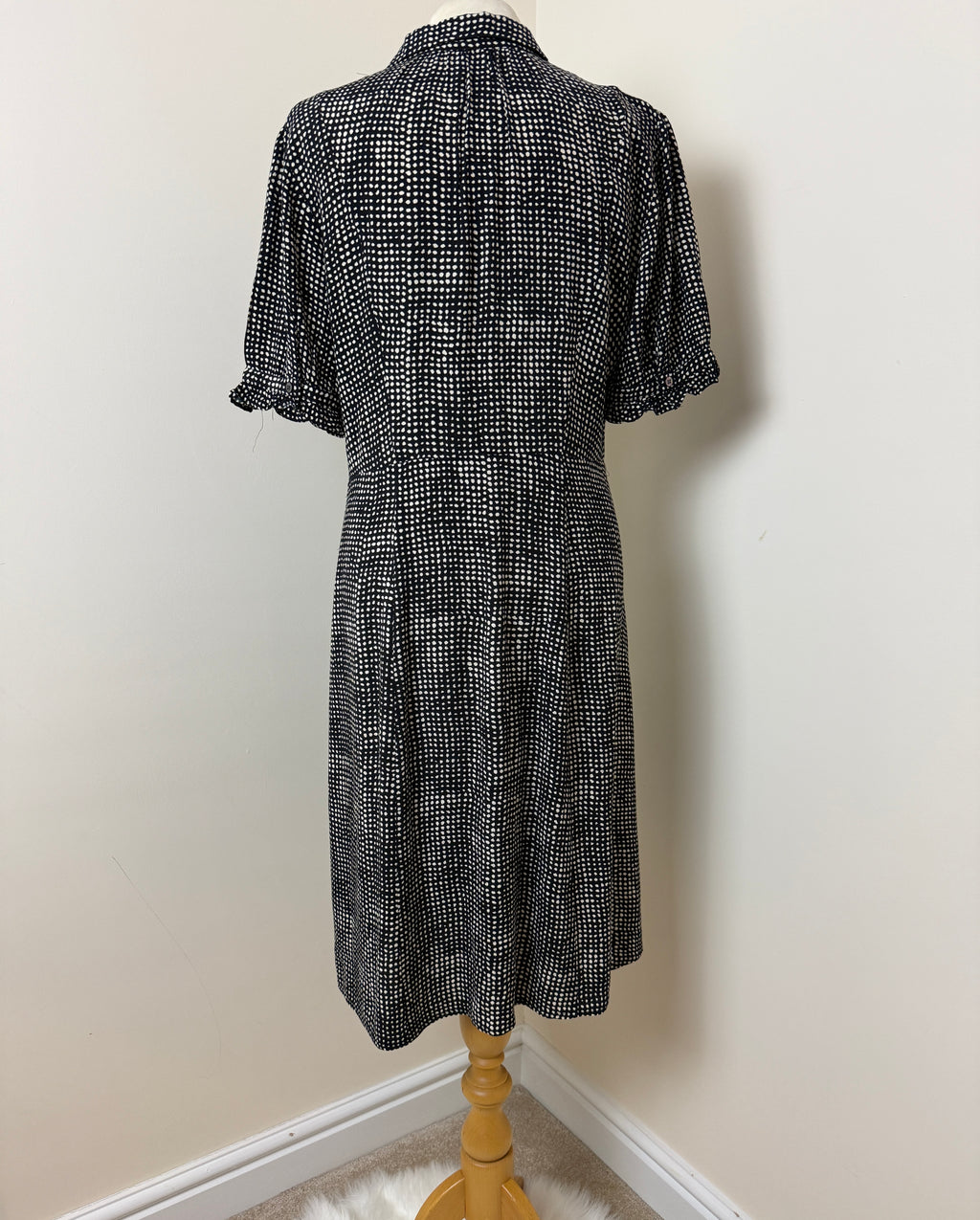 Whistles Black White Spot Print Long Sleeve Midi Shirt Dress UK 12 – Pre-Loved