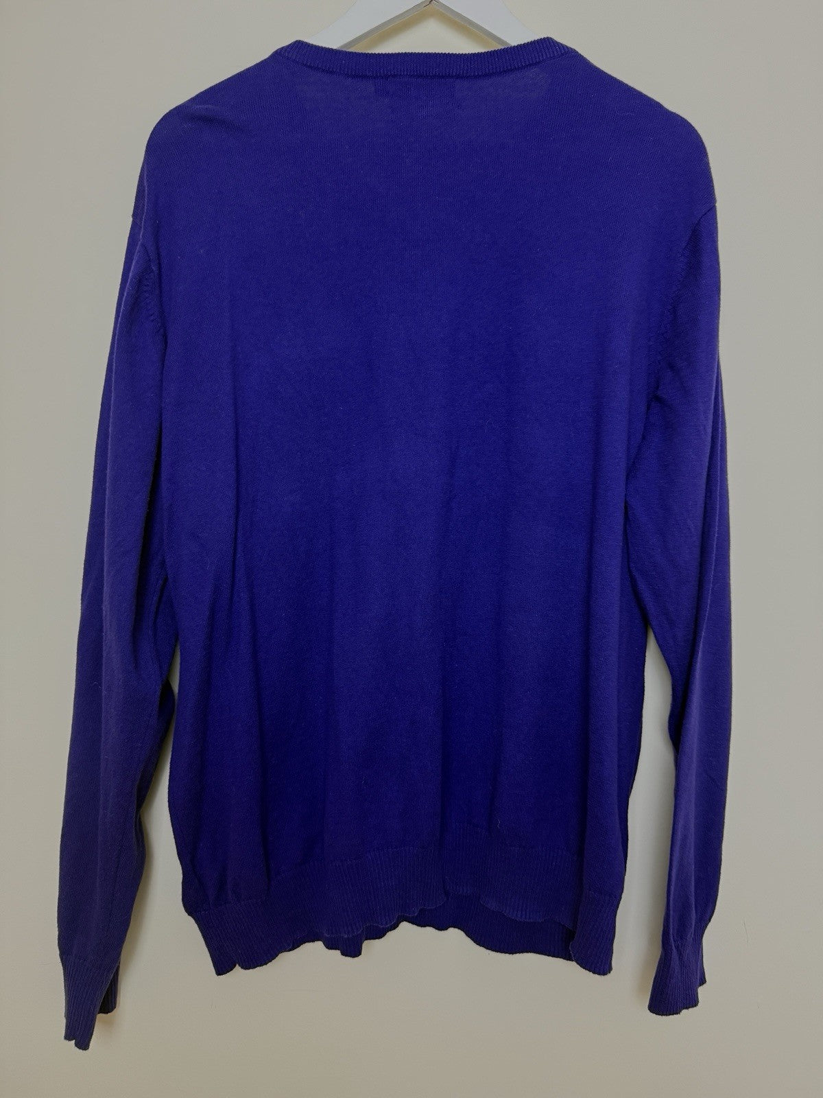 Jeff Banks London Pure Cotton Purple V Neck Jumper - XL