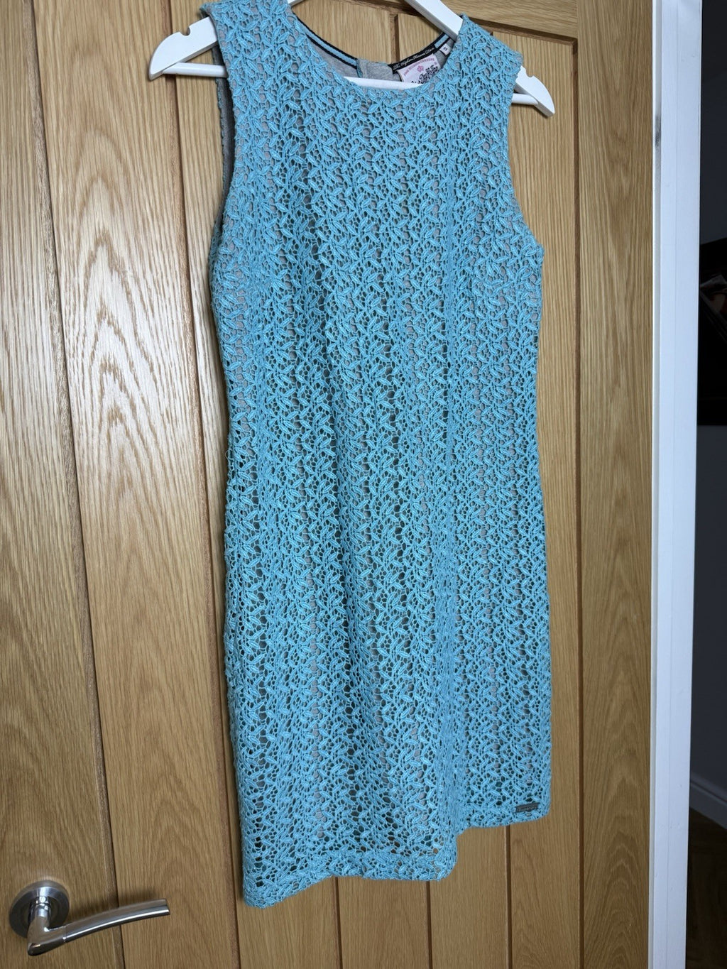 Superdry Turquoise Lace Overlay Dress - Small