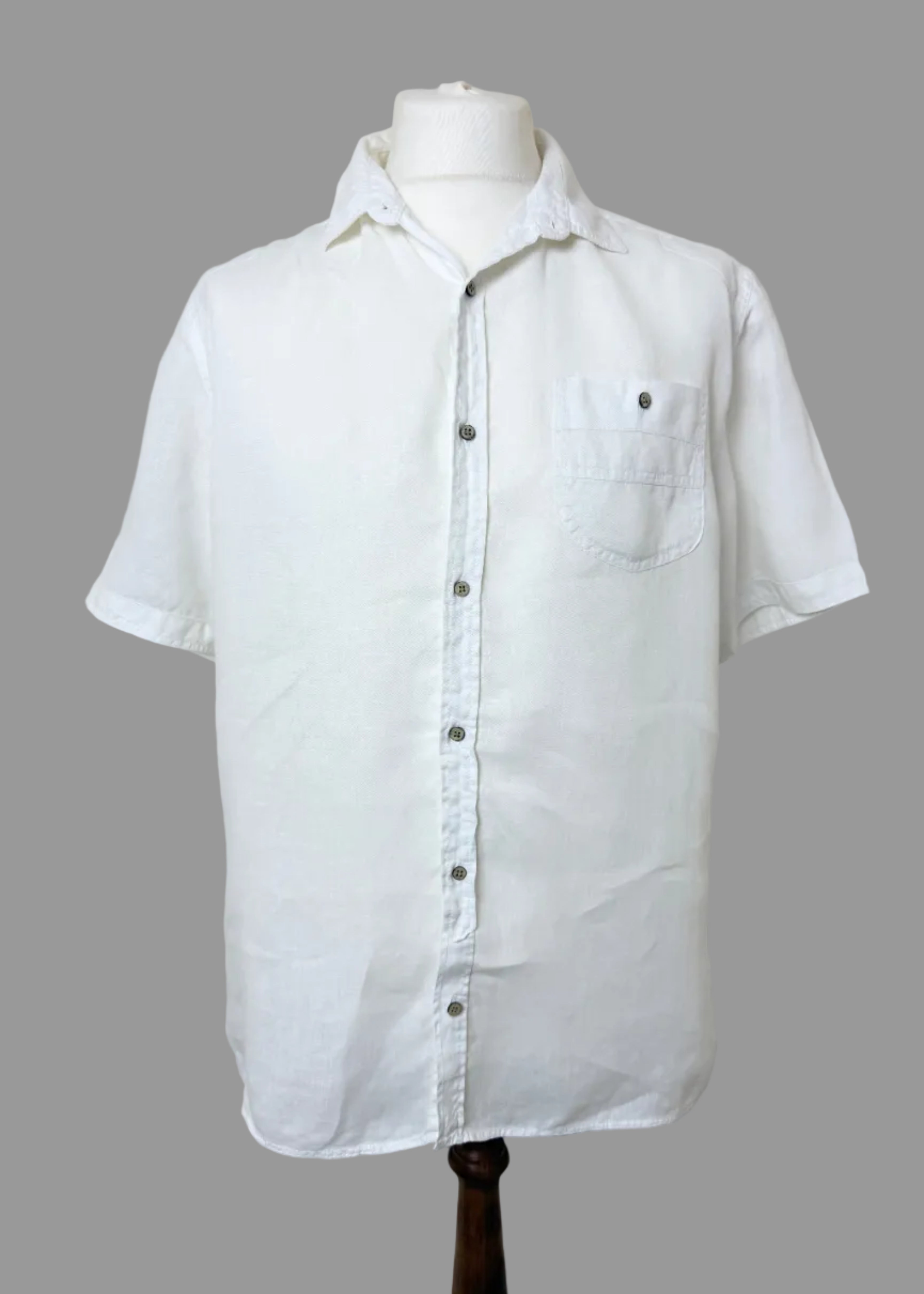 Next White 100% Linen Short Sleeve Shirt Mens Large