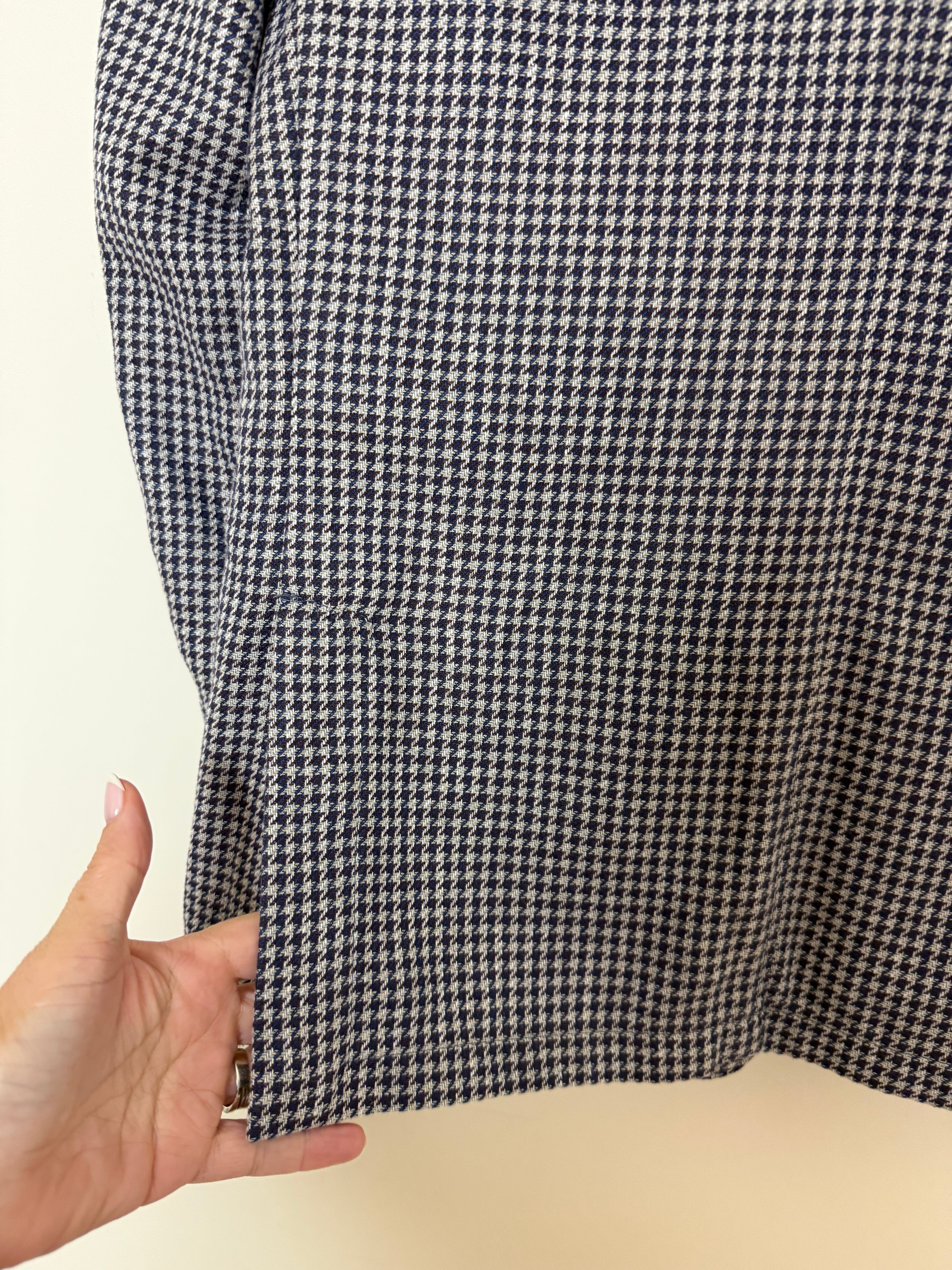 Remus Uomo Navy White Houndstooth Slim Fit Blazer 42R