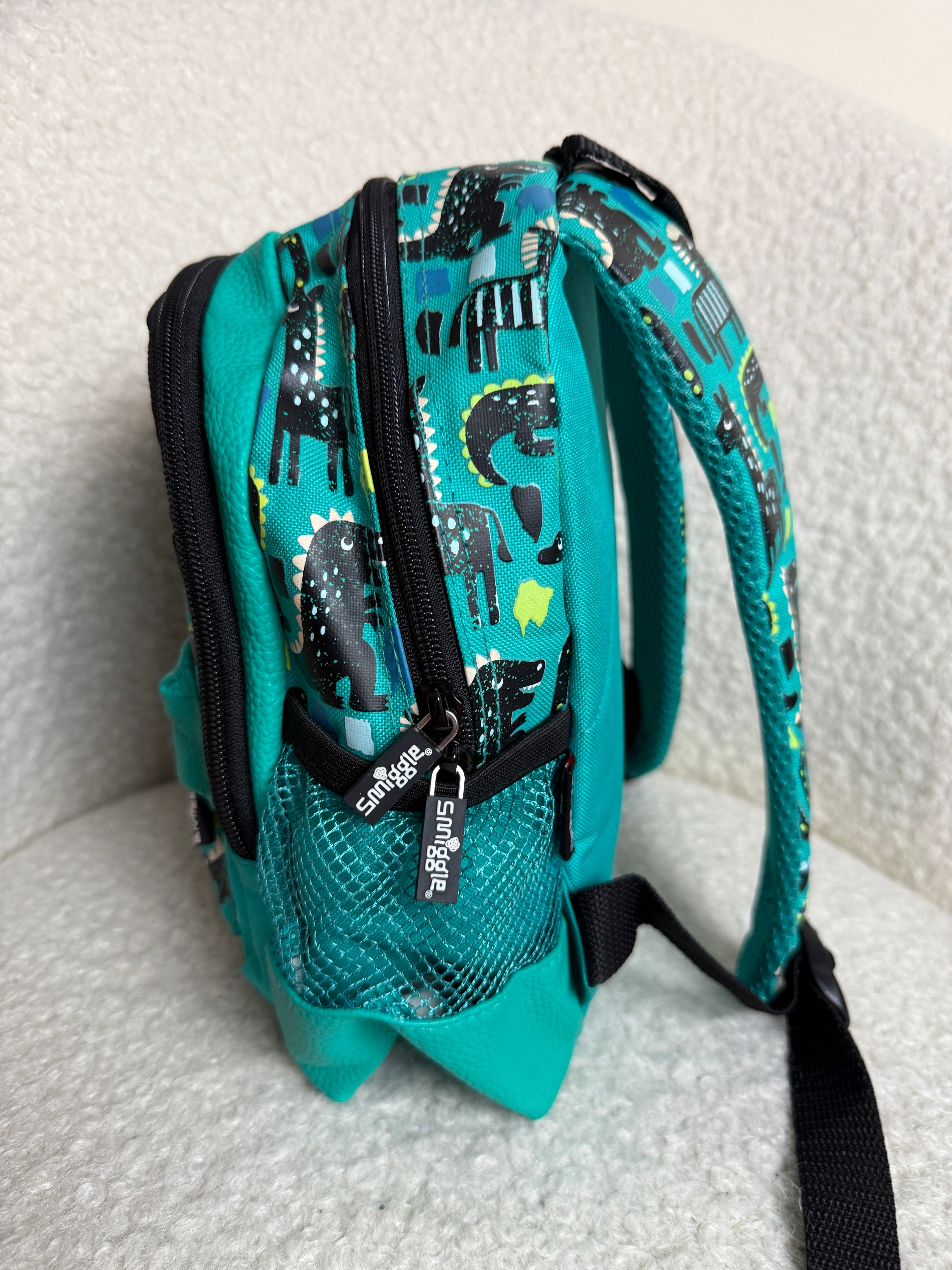 Smiggle Teeny Tiny Backpack Teal Dinosaur Animal Print Kids BNWOT
