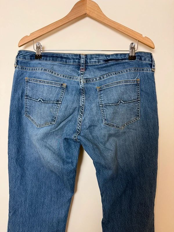 Arizona Bootcut Jeans UK16 Long Mid Wash Stretch Western Embroidered Pockets