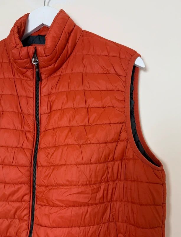 Zara Burnt Orange Quilted Men's Gilet XL Fitted Zip Up Padded Vest