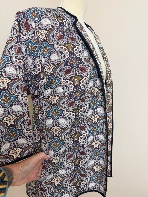 Zara Trafaluc Tapestry Jacket Boho Paisley Floral Quilted Duster Medium