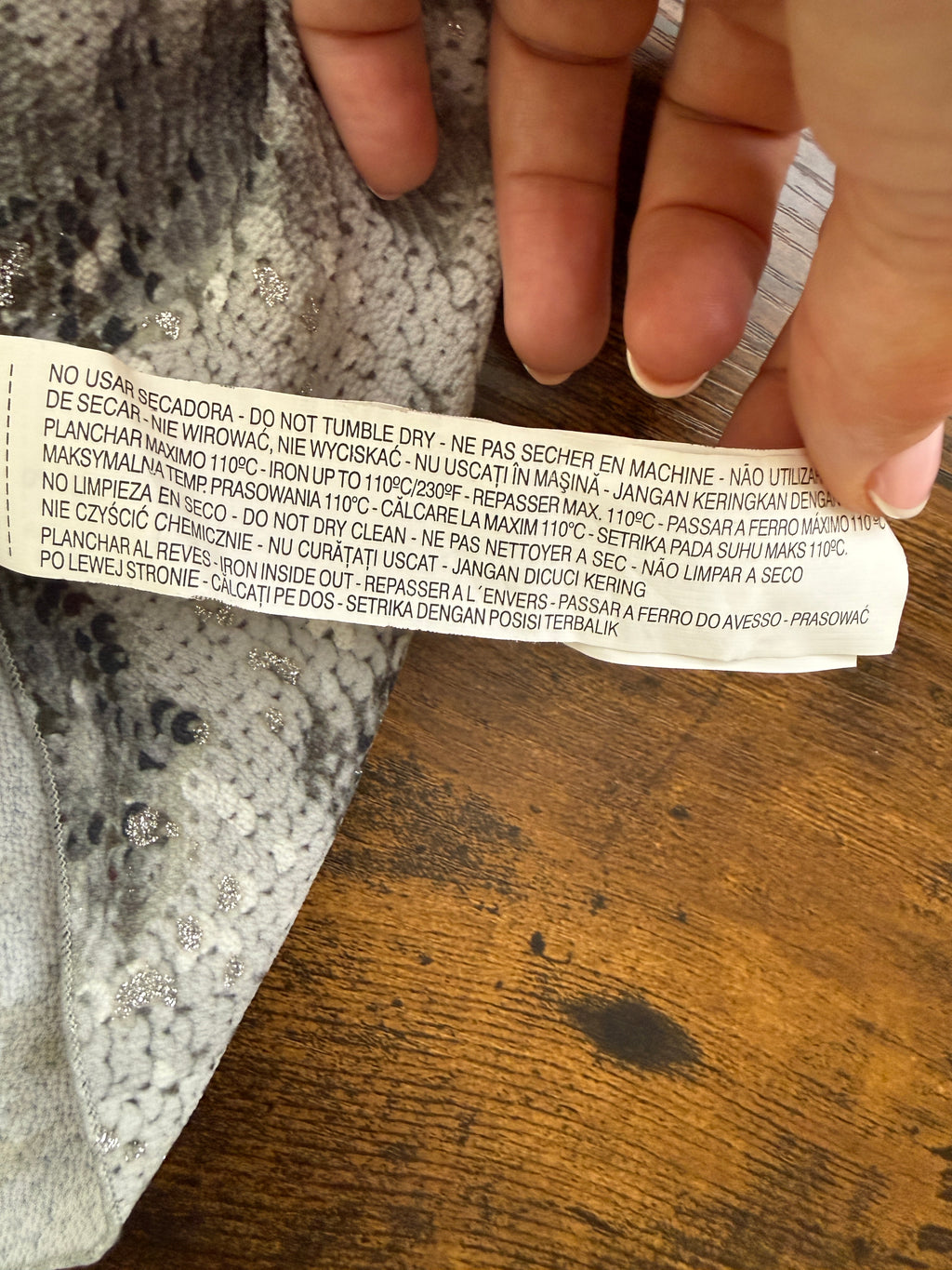 ZARA Grey Sequin Print Oversized T Shirt Medium