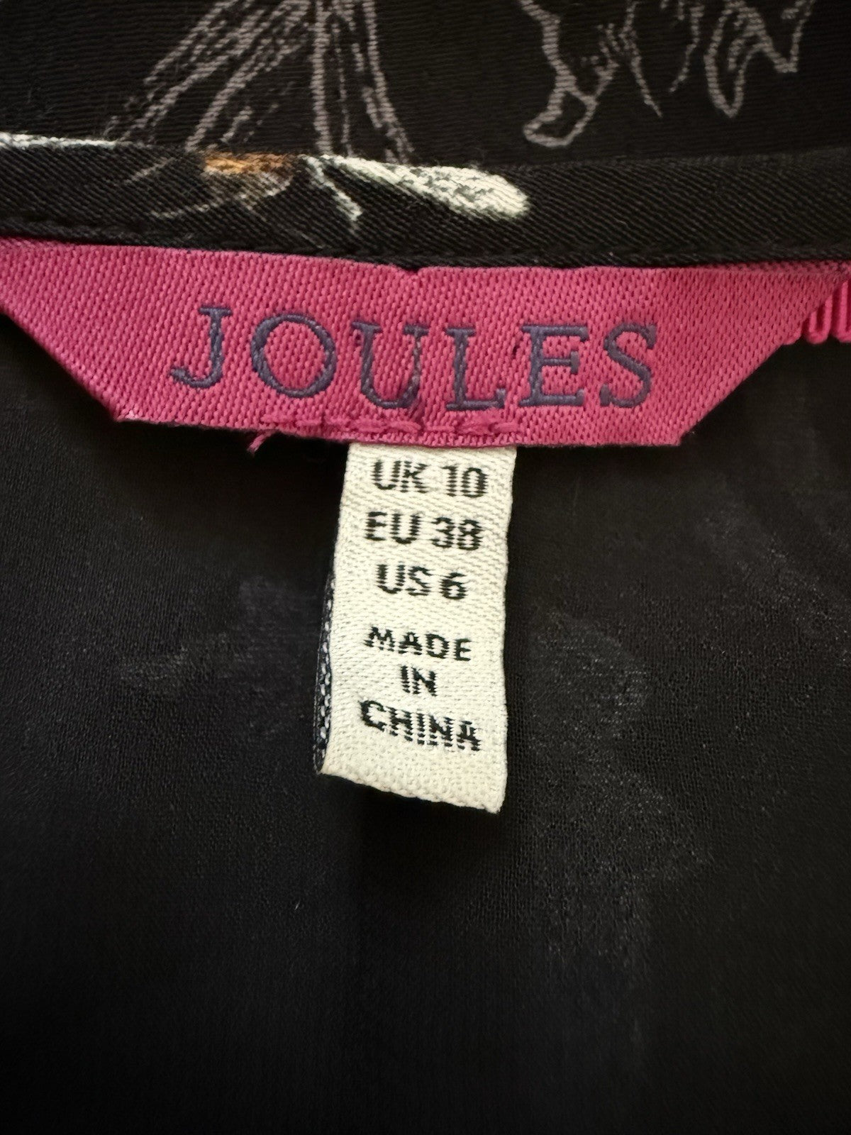 Joules Lyris Floaty Lined Black Woodland Floral Tunic Style Dress - Size 10