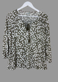 Boden Beige White Spot Print Tassel Tie Top UK 16
