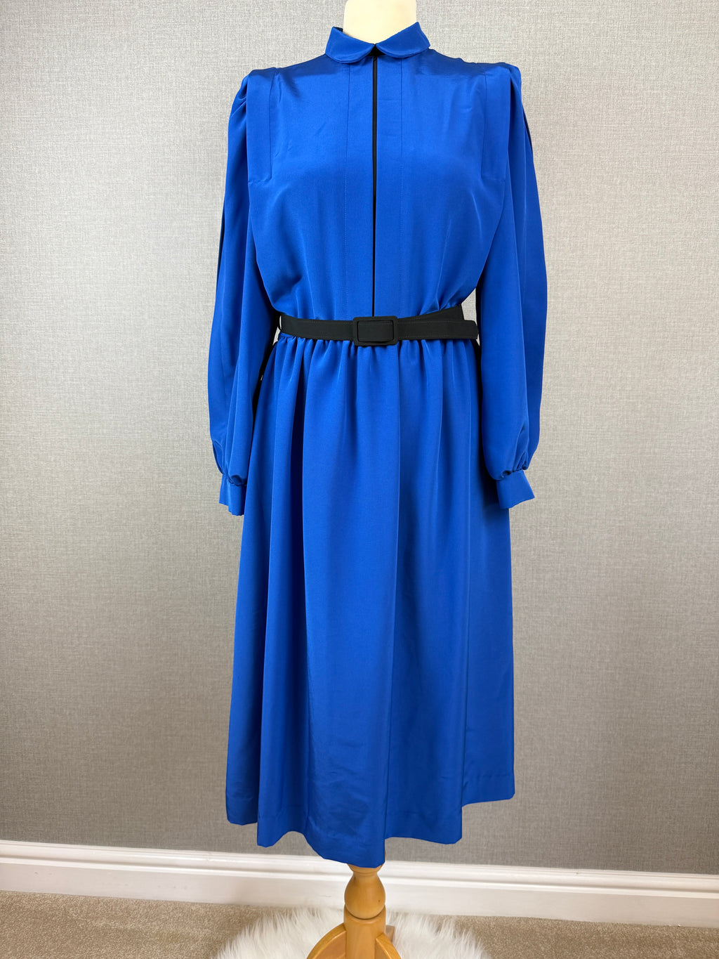 Kerena Royal Blue Belted Midi Dress UK 12 - Vintage