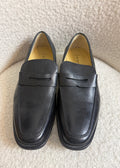 Steptronic Sheepskin Leather Loafers UK8 EU42 Black Smart Slip On Formal Shoes