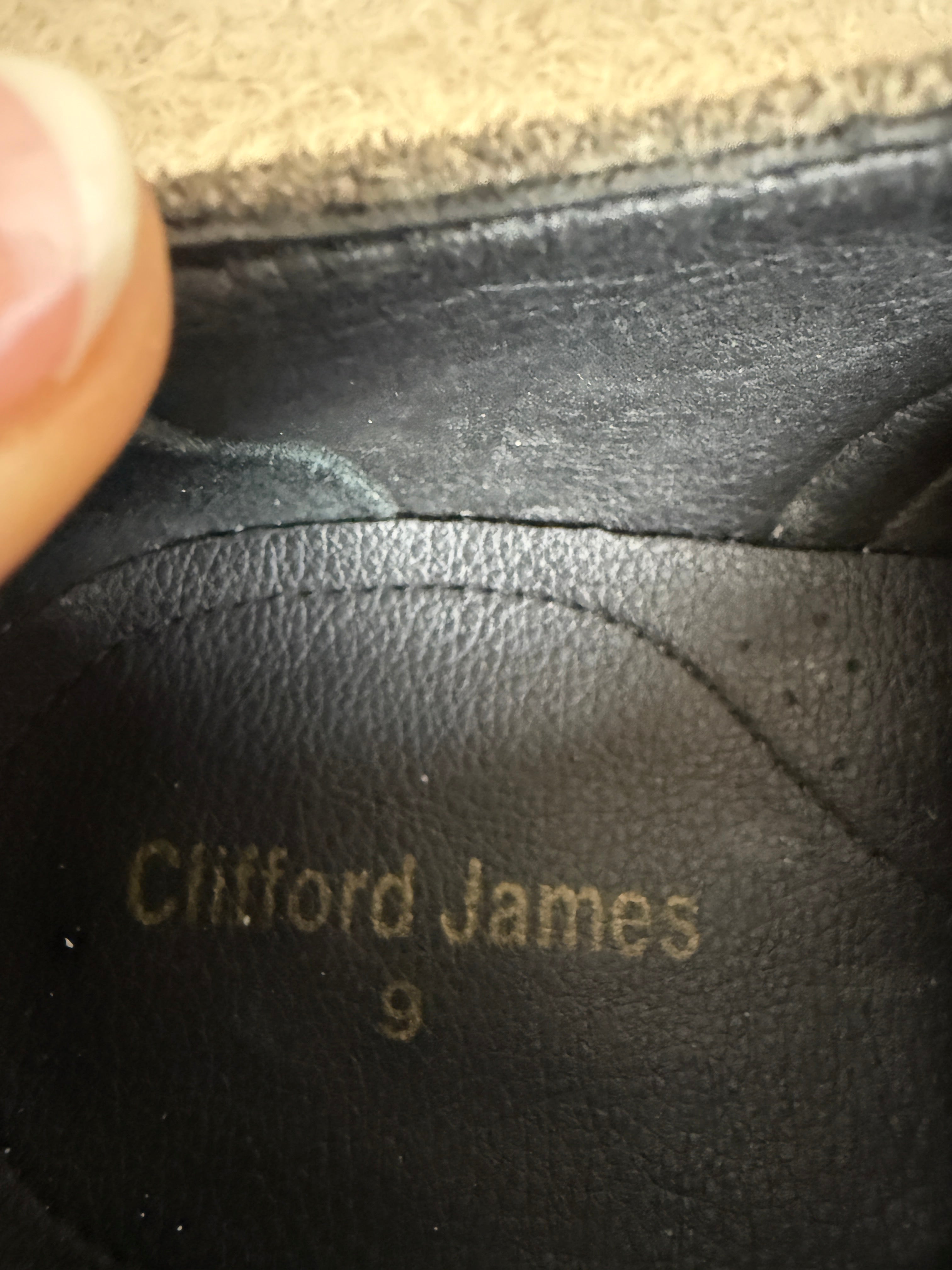 Clifford James Black & Grey Leather Suede Brogue Shoes UK 9- Preloved