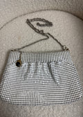 Vintage White Metal Mesh Evening Bag Chainmail Strap Gold Lining Shoulder