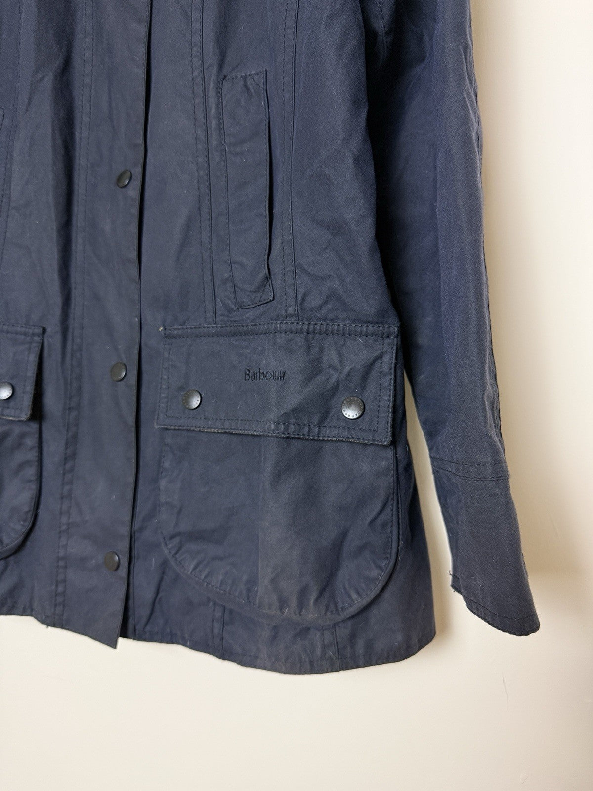 Barbour Beadnell Black Waxed Jacket with Tartan Lining - UK8