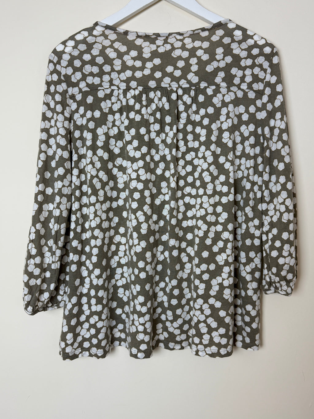 Boden Beige White Spot Print Tassel Tie Top UK 16